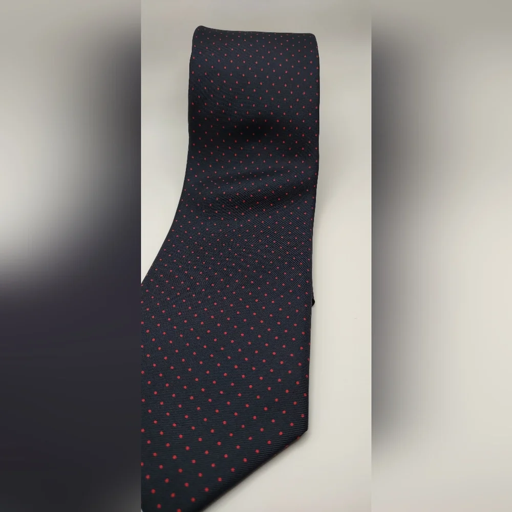 Navy Blue and Red‎ Polka Dot Tie